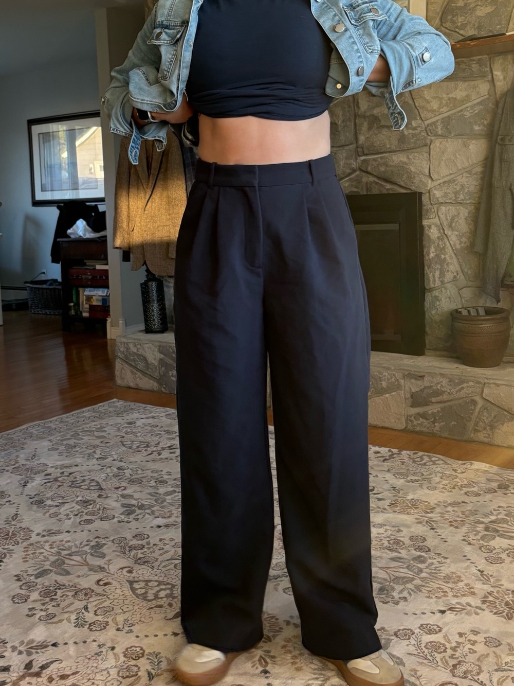 Abercrombie & Fitch Black High-Waist Wide-Leg Pants